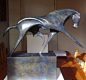 Bronze Horse / Equines sculpture by artist Marie Ackers titled: 'Extended Trot 3 (Modern Abstract Bronze statuettes/statue/Sculpture)' £3,150