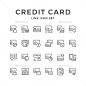 设置行信用卡——人造物体对象的图标Set Line Icons of Credit Card - Man-made objects Objectsatm、银行、银行、商业、买卡,持卡人,现金,信用卡,失活,借方,设计师,电子,金融,图标,说明,行,钱,轮廓,支付,支付,付款,塑料、pos、零售、集购物、符号,符号,终端 atm, bank, banking, business, buy, card, cardholder, cash, credit, deactivation, debit, design