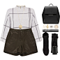 A fashion look from September 2017 featuring 3/4 length sleeve tops, micro shorts and studded booties. Browse and shop related looks.