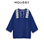 MOUSSY 2017春季新品 宽松中长款刺绣衬衫 女 010ASS30-2020