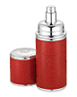 Logo Etched Leather Atomizer, Silver/Red