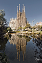 Front and full reflection of Sagrada Familia by aleascanio