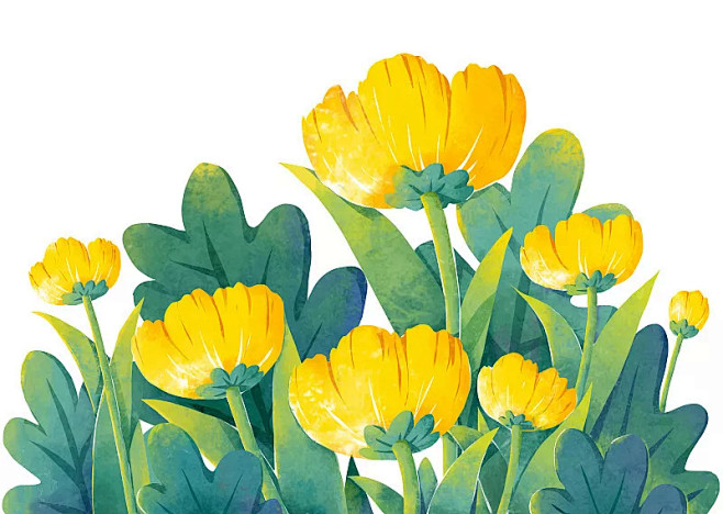 花,黄色,插画,植物,春天图片ID:VC...