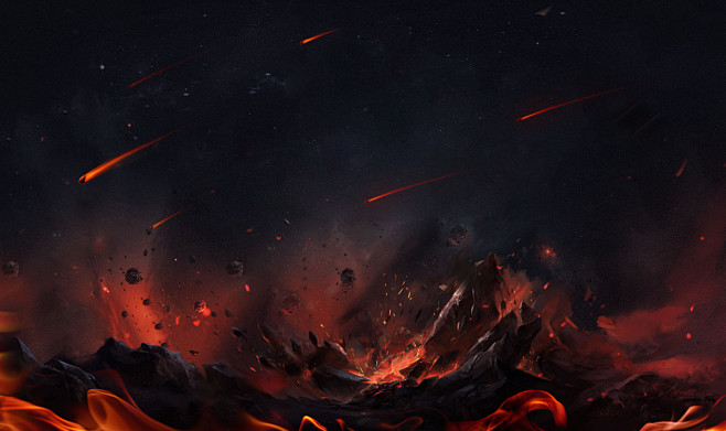 火花碎石爆炸土地爆裂裂开游戏场景素材 背...
