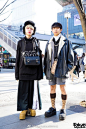 #原宿街拍# Sagumo和Mahiro，搭配：Harajuku Street Fashion w/ BERCERK, London Boots, M.Y.O.B., Gucci, Yosuke & L.H.P. O网页链接 ​​​​