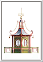 Andrew Zega and Bernd H. Dams, watercolor, pagoda at Bonnelles: 