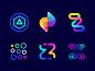 Logo concepts explorations for Zoominfly | Drone racing park track competition neon technology game futuristic waves icon monogram icon mark entertainment gradient air futuristic geometric fast dynamic flying abstract colorful fun recreation course light 