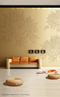 家居室内设计-菊花壁纸暖色调简洁沙发
