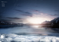 晴空细雨 湖岸雪山 冰湖雪景 风景合成海报设计psd ti436a4507