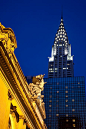 Grand Central Station and the Chrysler Building at Dusk, New York, USA. by Brian Jannsen