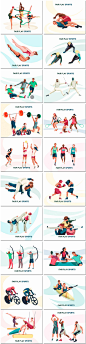 奥运会体育运动项目乒乓体操游泳击剑马拉松插图海报设计模板素材-淘宝网