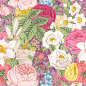 唯美清新手绘复古欧式植物白花卉玫瑰叶百合背景墙纸高清矢量素材 (34)
