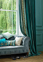 TEAL BLUE Silk curtain dupioni silk window by ZylstraArtAndDesign