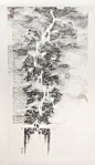 Master of the Water, Pine and Stone RetreatTablescape no. 12 - Drifting Incense Smoke, 2014Ink on cloud-dragon paper140 x 75 cm; (55 1/8 x 29 1/2 in.)