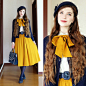 Who said I was done with mustard? Now with navy! I am so bad at tying bows, even if I have been in this fashion for so many years. But oh well, I like the shabby feel it gives to this outfit. What are the things you need to work on regarding fashion? Colo