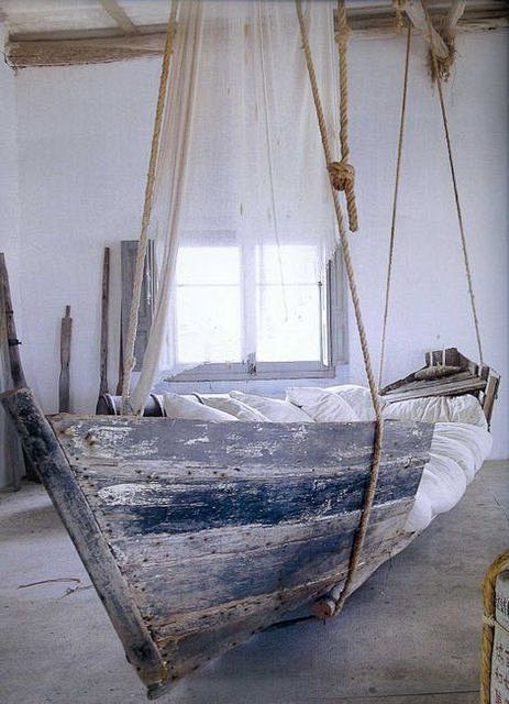 Hanging boat bed.