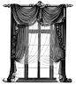 Regency window with draped curtains.
