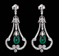Platinum Emerald and Diamond Earrings - Yafa Jewelry