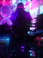 Cyberpunk Obsession : I huge series of personal work that I've been working on during February. I was trying to sharpen my style even more with super vibrant ultraviolet colors. Hope you'll enjoy!