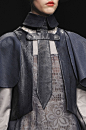 Jacket with leather tie & collar; closeup fashion details // Bora Aksu Fall 2013: 