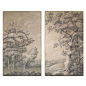 Pair of Grisaille Panels of Trees on a River Measurements are for each individual panel