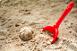 沙子,海滩,铲子,红色,玩具,沙坑,模塑,留白,灵感,休闲活动