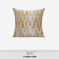 现代简约新中式抱枕样板房沙发靠包中式图案直线条镶金色装饰枕-淘宝网