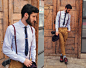 Adrian Cano - Spadari Shirt, Carrot Trousers, Suspenders, Burgundy Brogues, Light Blue Socks, Purple Hat - Boderline #优雅#