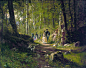 俄罗斯艺人IVAN IVANOVICH SHISHKIN（1832年至1898年）步行穿过树林