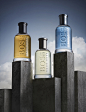 伦敦静物摄影师Joshua Caudwell拍摄的Hugo Boss香水。 创意静物摄影的香水。 在伦敦的豪华产品摄影师的香水和香水瓶的静物。