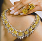 228.00 carats of Intense Yellow and White diamonds in necklace and 40.17 and 35.72 carat Intense