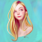 Elle Fanning portrait, Andre Mello : This is a "cartoonish" portrait I did on Ipad - Procreate