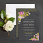 Floral Chalkboard Wedding Invitations by Elli