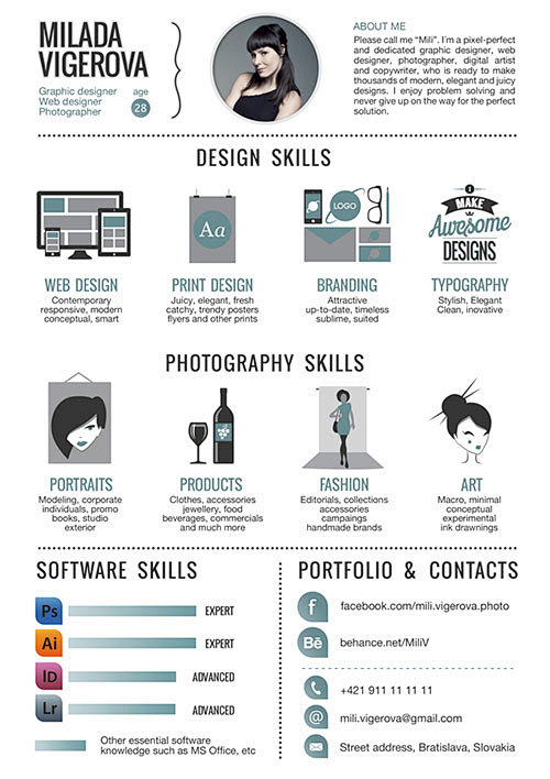 35张设计师的创意个人简历信息图