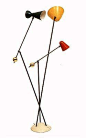 Boris Lacroix; Brass and Painted Metal Floor Lamp for Mathieu, 1950s.