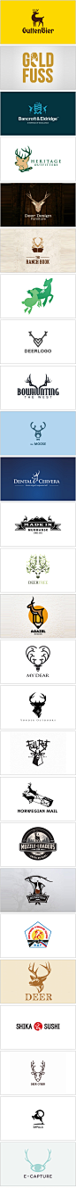 驯鹿元素的Logo设计-驯鹿俗称“四不像”，也叫“角鹿”，是珍稀动物。因为它的头似马而非马，角似鹿而非鹿、身似驴而非驴、蹄子似牛而又非牛，故名“四不像”。.jpg