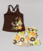 Brown Butterfly Tank & Floral Skirt - Infant, Toddler & Girls