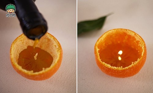 小巧可爱温馨的橘皮蜡烛灯创意DIY图解╭...