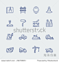 Construction and building icon set in thin line style