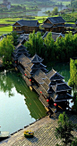 Old Chinese Village Park in Yangshuo, Guilin, China.