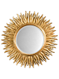 Inviting Home - Sunburst Mirror - 18th century Italian style round carved wood wall mirror with sunburst design 37-1/2" diameter hand-crafted in Italy 18th century Italian style round carved wood wall mirror with sunburst design. Sunburst mirror has 