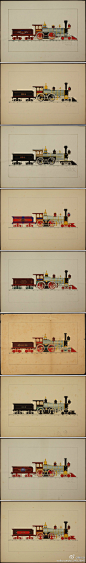 19世纪的火车头设计图纸。【The William Halsey Locomotive Drawing Collection 1860-1875 】