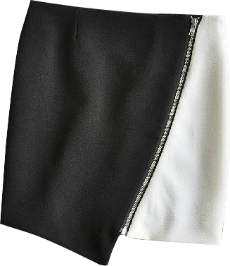 外贸原单黑白拼色不规则半身短裙-最搭配