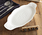 洛可可法式精致 西式陶瓷餐具牛排盘碟子 浮雕条纹长鱼盘子