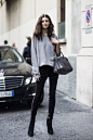 black and grey sweater: 