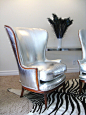 Silver wingback chairs