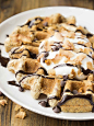 Coconut Macaroon Waffle with Chocolate Coffee Syrup for One