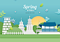 韩式春天气息卡通海报PSD模板Korean spring posters PSD template#tiw036a39418