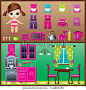 Paper doll with clothes set. vector, gradient, EPS10 - stock vector