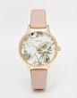 Image 1 of Oasis Floral Print Dial Pink Leather Watch